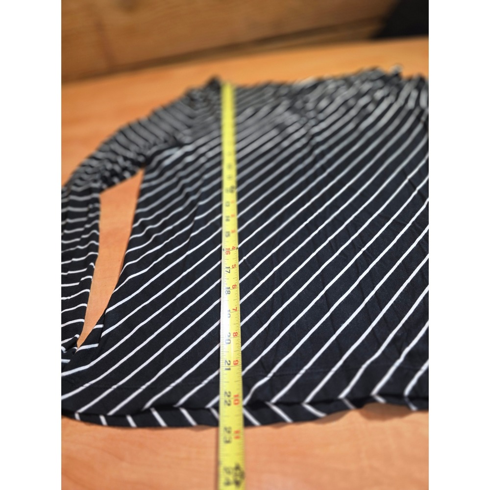 Banana Republic Womens Black White Diagonal Stripe Long Sleeve Top Large Stretch - Picture 6 of 6